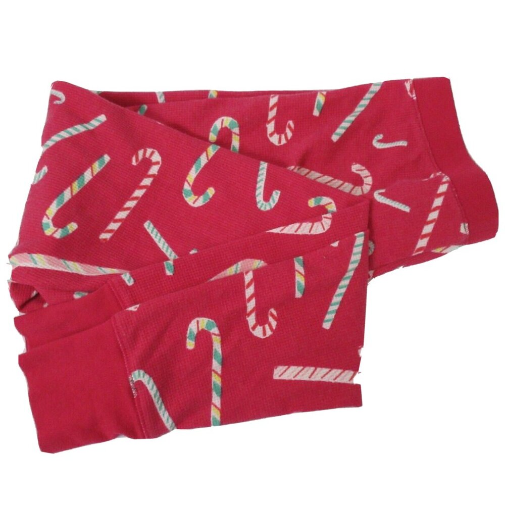 Old Navy Girls X-Small Pink Striped Candy Cane Microfleece Pajama Pants Legging